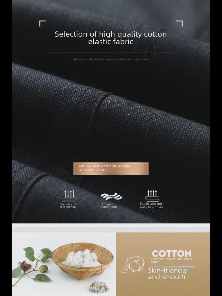 High-End Striped High Waist Casual Trousers for Middle-Aged Men