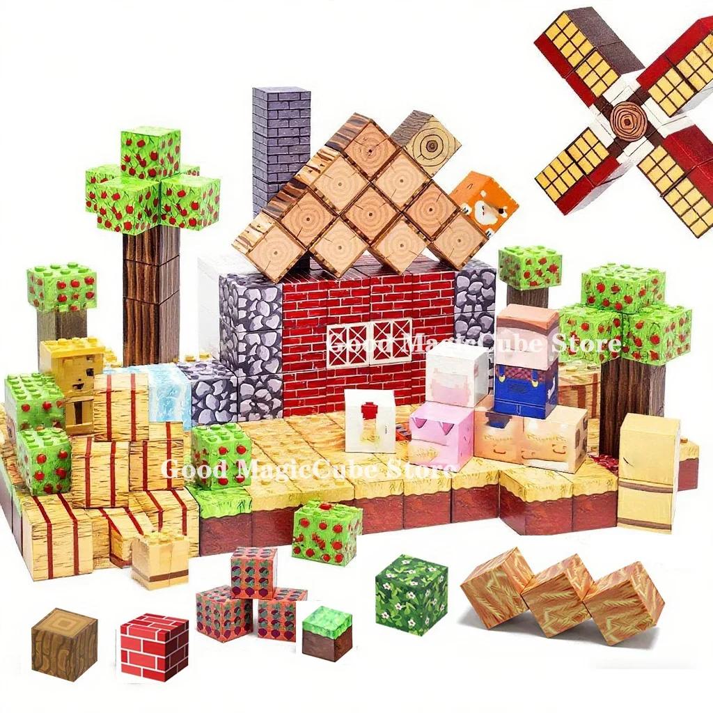 300 stk Oppgraderinger Magnetiske Bygge Verdensklosser Leke Bygg Verdenssett for Gutter Jenter Montessori Sensoriske Kuber med 16 dukker Barnegave