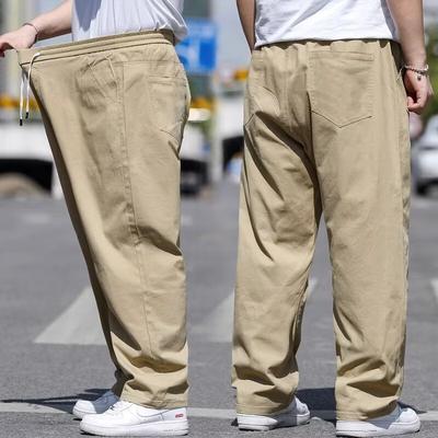 Men's Oversized Casual Trousers Spring/Summer Collection Extra-Large Loose-Fit Straight-Leg Trousers Lightweight Elasticated Long Trousers