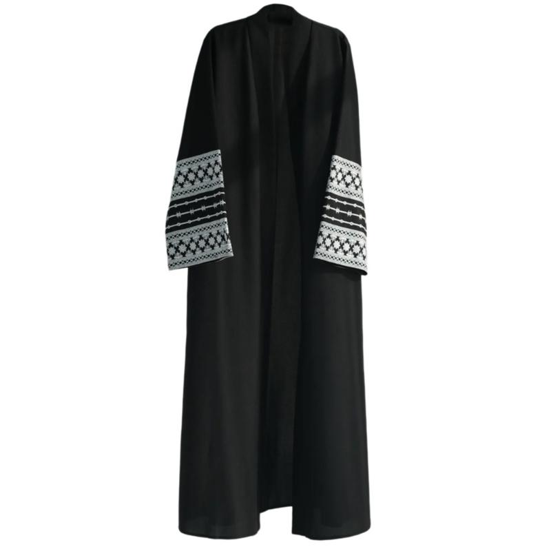 Abaya Brodée pour Femmes Musulmanes Robe Dubaï Cardigans Longs Décontractés Amples Kaftans Islamiques Robe Ouverte sur le Devant Longueur Maxi
