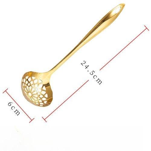 Commercial Long Handle Stainless Steel Soup Spoon, Pot Spoon, Large Golden Soup Spoon, Pot, 2 In 1
