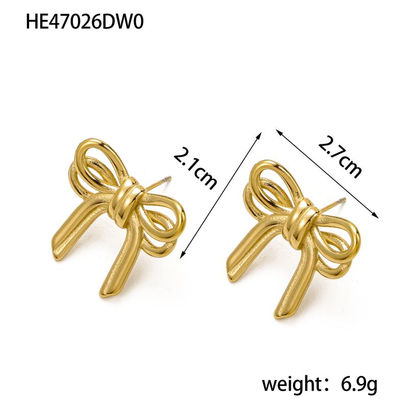 CARLIDANA Fashion Waterproof Stainless Steel Earring Trendy Bow Earrings Gold Plated Butterfly Bow Knot Stud Earrings for Women