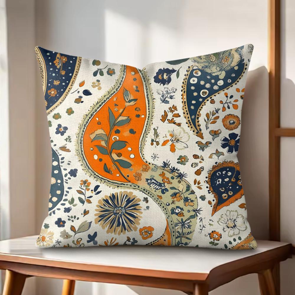 

Bohemian style Cushion Cover Natural Linen Organic Fabric DoubleSided Printing Couch Pillow Covers Home Decor Gift 30cmx30cm