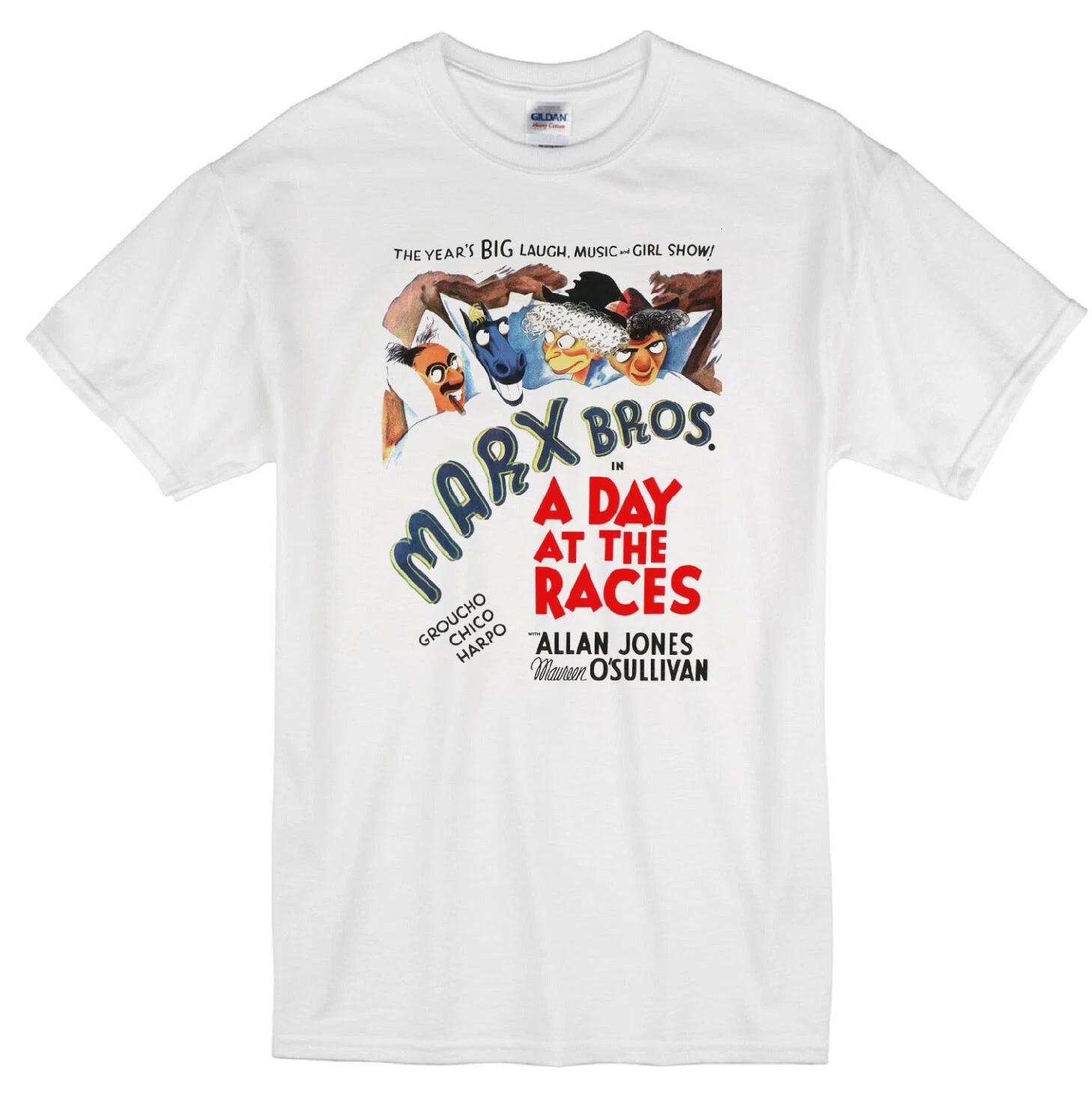 MARX BROTHERS A DAY AT THE RACES GROUCHO CHICO HARPO ZEPPO MOVIE WHITE T-shirt L