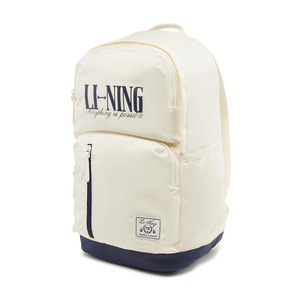 Li Ning Sports Life Collection Polyester Backpack Regular Unisex Ecru ABSW129-2