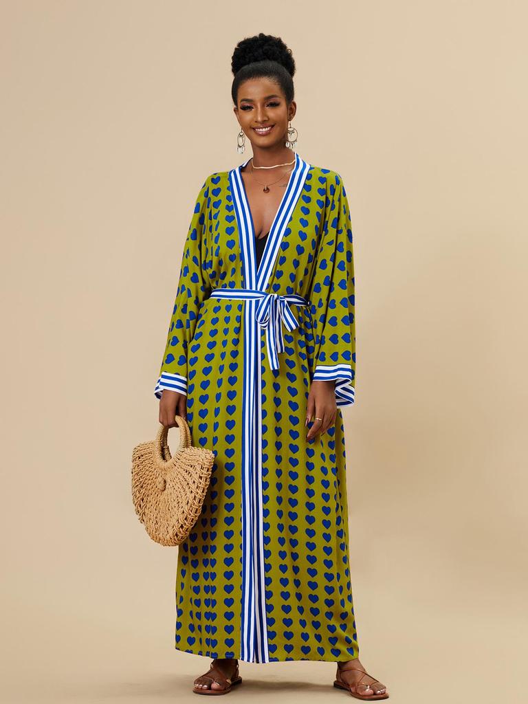 New European & American Cotton Printed Beach Cardigan: Sexy Sunscreen Jacket and Loose Holiday Swimsuit Cover-Up.