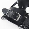 BDSM PU Leather Head Harness Hood with Silicone Dildo Mouth Gag Slave Bondage Mask Collar Fetish Role Play Gear Adult Sex Toys