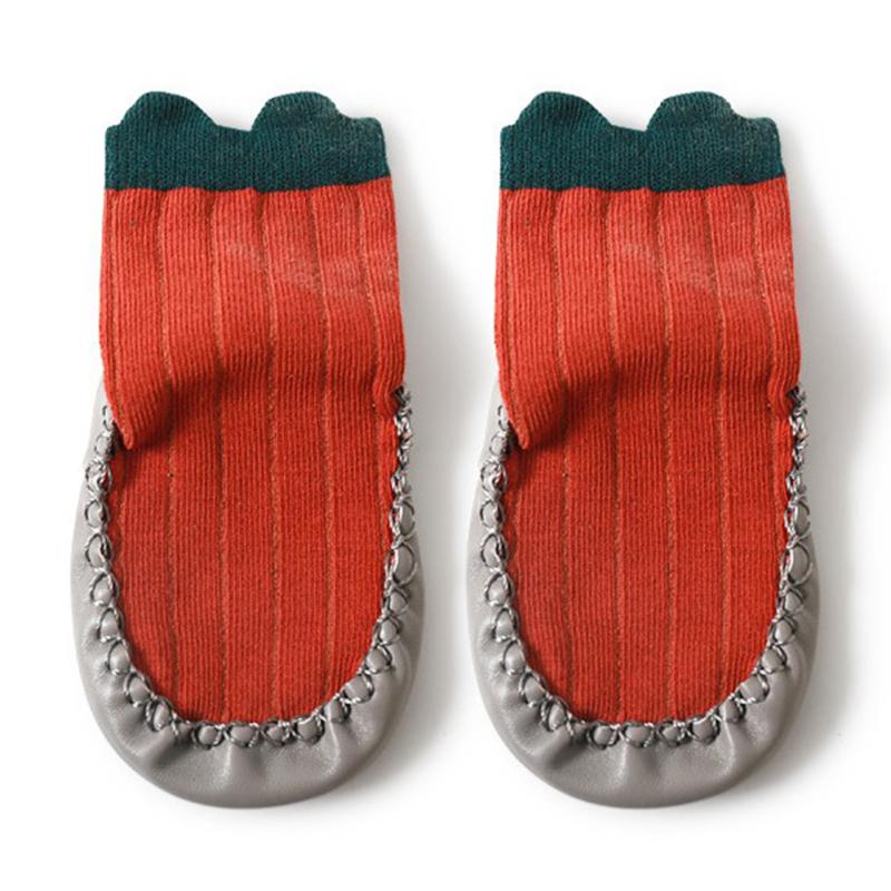 Kjøp 1 Pair Of Baby Socks Cotton Stitching Solid Color Leather Bottom ...