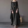 2024 European & American Style Women's Loose Round Neck Mid-Sleeve Long Skirt