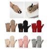 Women Half Finger Winter Gloves Thickened  Insulated Windproof Knit Design With Double Fleece Lining For Cold Weather