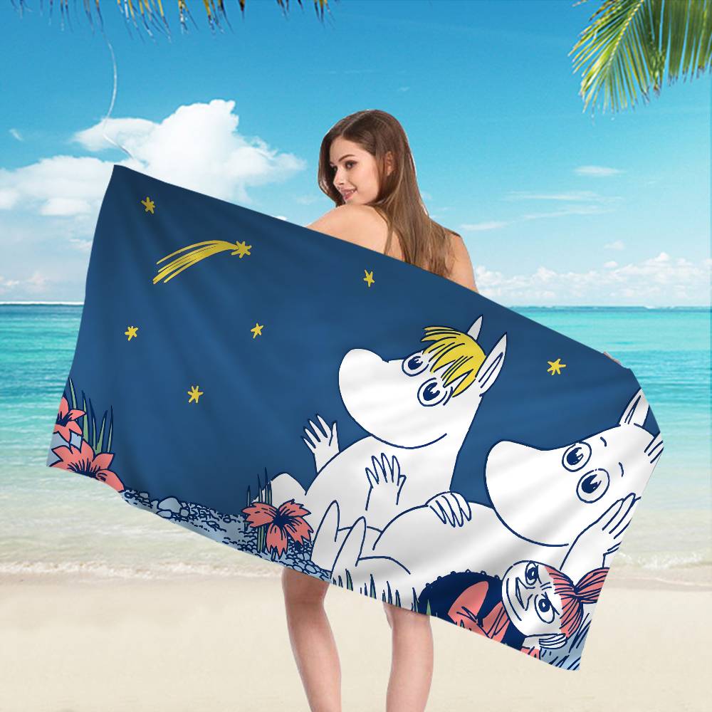 Cute M-Moomins Anime Beach Swimming Towel Soft Absorbent Washcloth Children's Gifts for Kids Travel Camping Gym