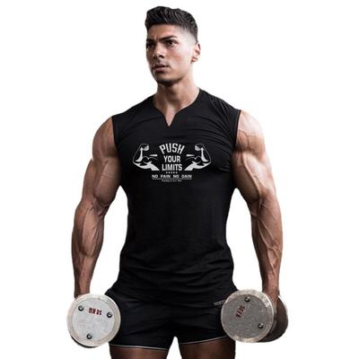 Muscleguys Men's Cotton Vest V-neck  Printed Tanktop  Fitness and Bodybuilding Clothing Muscle Vest Men's Sportswear Sleeveless T-shirt