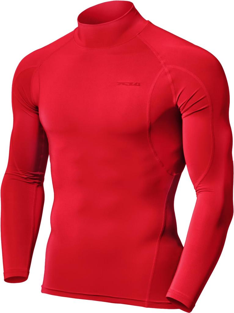 Tesla High Neck Compression Wear UV Long Sleeve Sports Compression Sports Base Layer Men's [Stretchable, Protection, Sweat-Wicking, Quick-Drying]