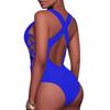 Women's One Piece Swimsuit Lace Up Front Halter Neck Tie Side Cut Out Design Swimwear Beachwear Bathing Suit