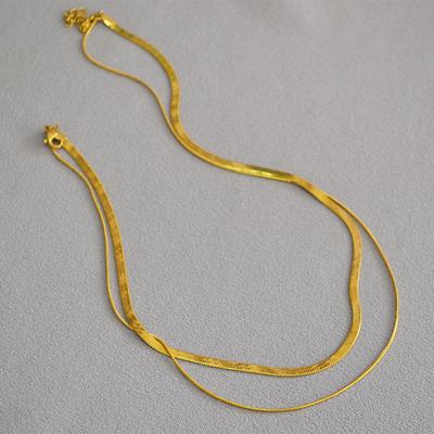 Popular Simples Cobra Osso Cadeia Lâmina Cadeia Dupla Camada Empilhada Cinto Temperamento Curto Colar Clavícula Cadeia Mulheres