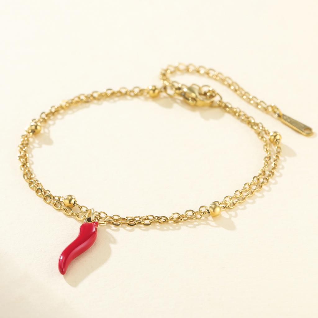 Stainless Steel Lucky Italian Horn Bracelets for Women Double Chain Beads Bracelets Protection Jewelry Birthday Gift 2026 New