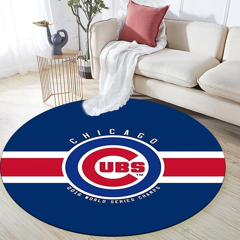 Chicago Cubs Round Area Rug,Carpet Rug for Living Room Bedroom Sofa Playroom Decor,Non-slip Floor Mat
