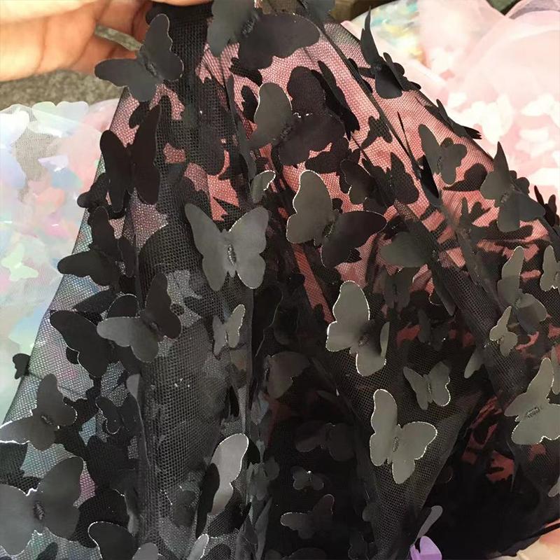 1 Yard Stickerei 3D Blume Mesh-Stoff Perlen Spitzenstoff Hochzeitskleid DIY Kinderbekleidung Nähen Spitze Tüllstoff Neu