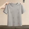 Damen T-Shirt mit Rundhalsausschnitt und Strasssteinen