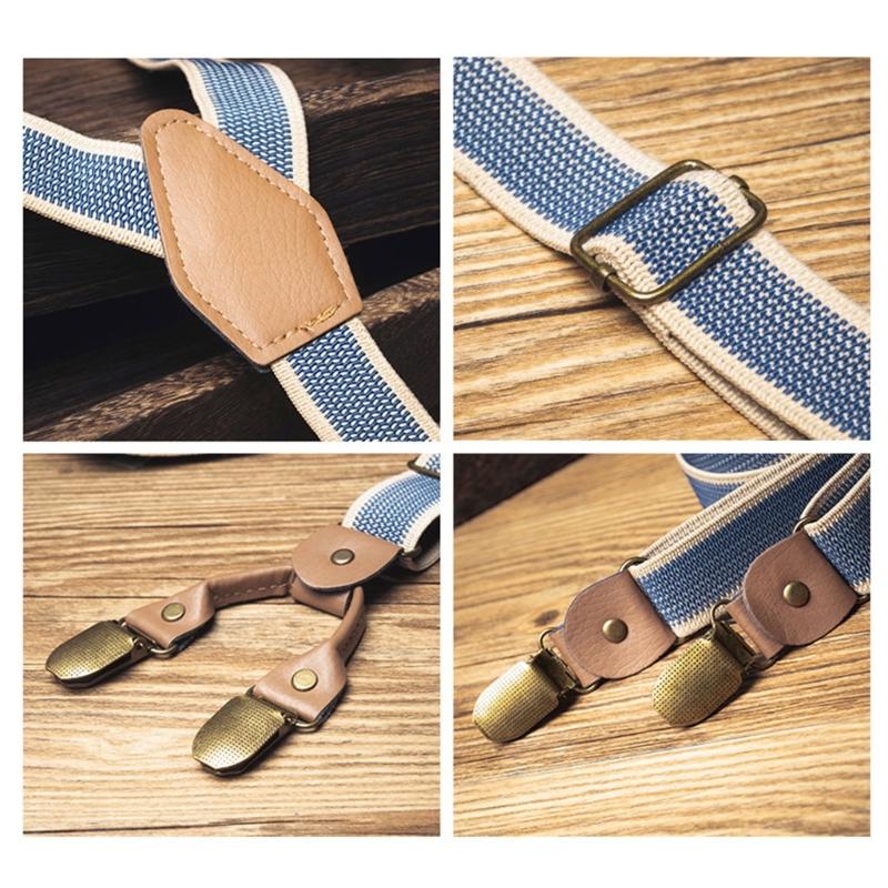 Fashion Y Shape Design Suspenders For Men And Women Adjustable Straps Elastic Brace For Formal Occasion with 4 Clip