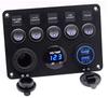 [Improved 24V Compatible Waterproof Switch Panel Dual Cigarette Lighter Cigar Socket 2.1A USB