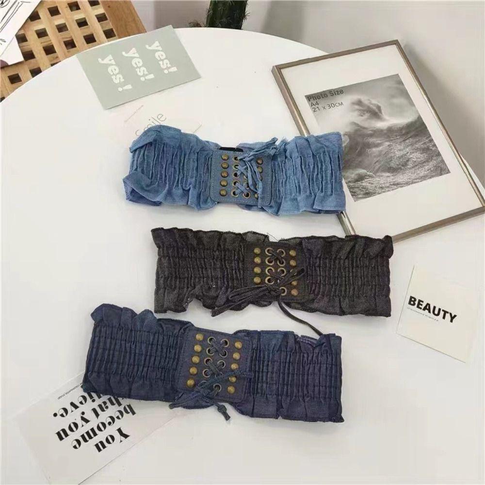 High Waist Female Waistband Lace Wide Waist Belt Slimming Denim Stretchy Cummerbunds Female