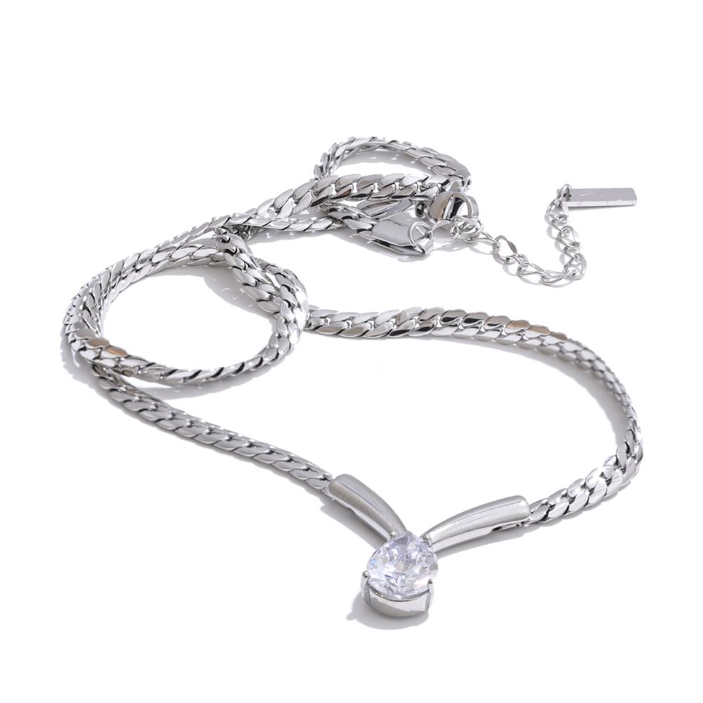 

Yhpup Stainless Steel High Quality Polished Chain Cubic Zirconia Statement Necklace Real Gold PVD Plated Fashion Shiny Jewelry