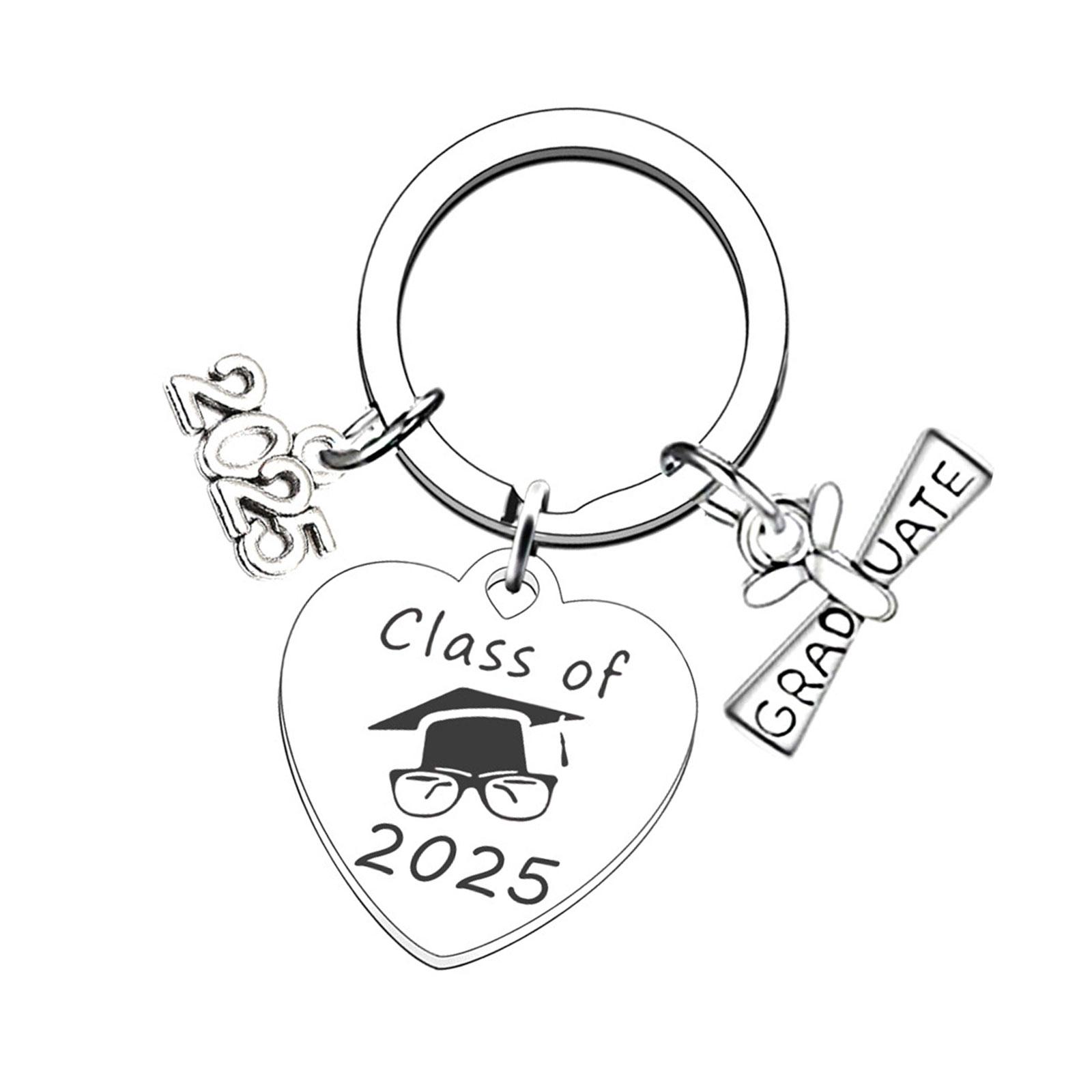 

Подарки на выпускной 2025 года, брелок на выпускной из нержавеющей стали, текстура из нержавеющей стали, идеально подходит для мальчиков и девочек T4