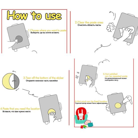 50Pcs Graffiti Sticker Clear Printing Self-Adhesive Paper Cute Cartoon Rabbit Pattern Laptop Luggage Sticker Decoration Photography Prop