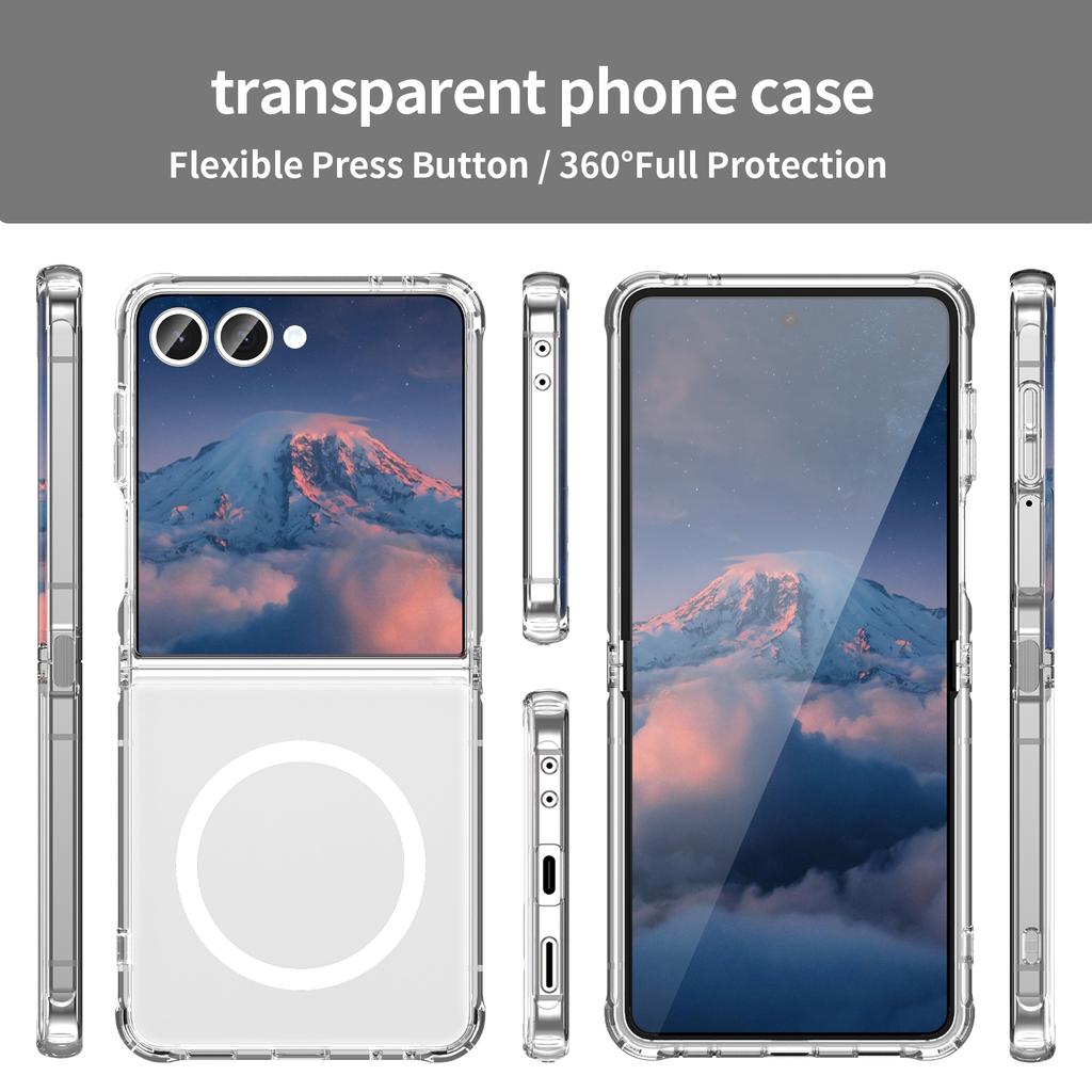 Samsung Galaxy Z Flip 7 Clear Phone Case,Non-Yellowing Magnetic Phone Case for Samsung Galaxy Z Flip 7