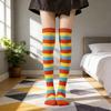 Striped Thigh High Socks Women Colorful Over-the-Knee Socks Retro Stretchy Thigh Highs for Girls Cosplay Lolita Costume