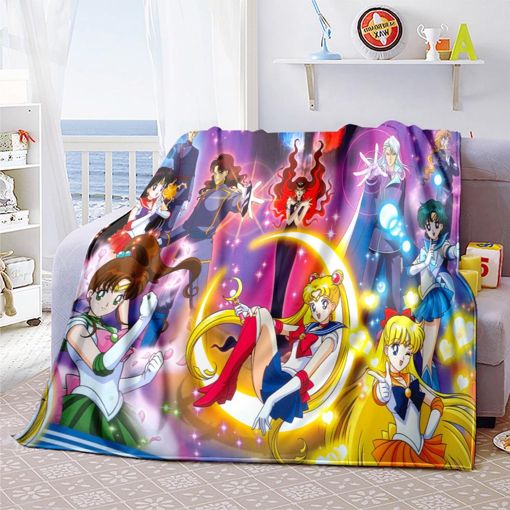 Coperta a tema cartone animato carino anime giapponese Sailor Moon Tsukino Usagi adatta per letti di casa, copridivani, pisolino in ufficio, coperte calde da esterno O5