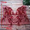 Appliques Sew White Black Wedding Gown Appliques 3D Flower Tassel Beads Lace Appliques Sew Patch