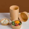 50pcs Kraft Paper Fast Food Package Box Round Rice Bowl Portable Disposable Salad Bowl  Soup