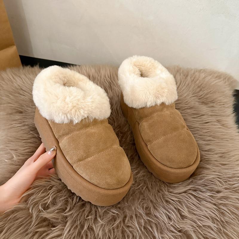 Thick Soled Height Increasing Hairy Snow Boots for Women's Winter New Style with Fur Integrated and Plush Thick Soled Warm Bread and Cotton Shoes