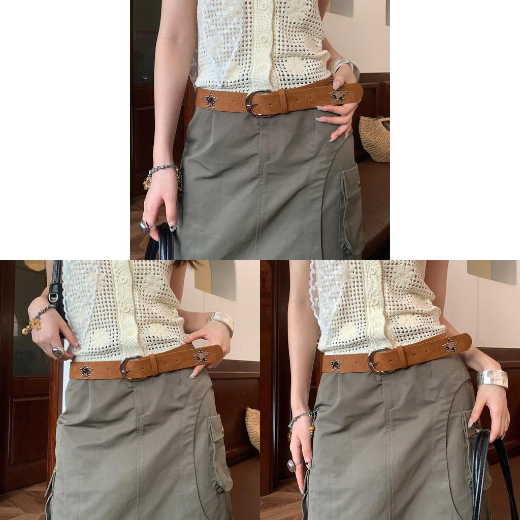 American Vintage Leopard Pattern Leather Belt For Women With Gold Pin Buckle For Dress And Jeans
