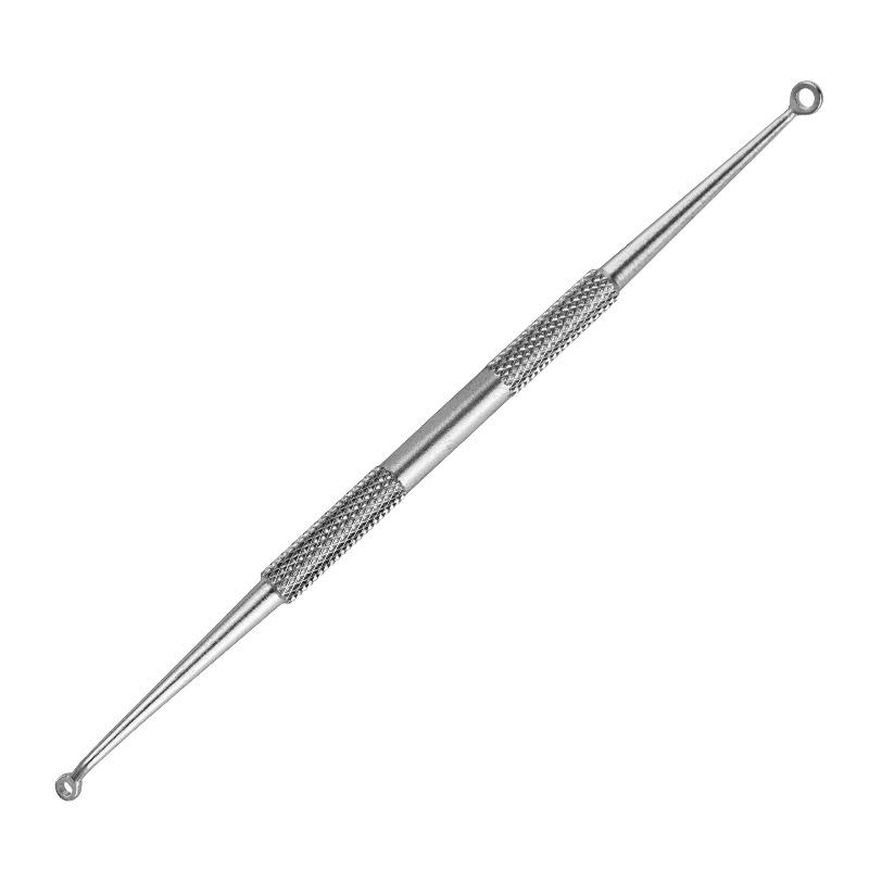 Stainless Steel Blackhead Remover Dual-Ended Acne Tool with Textured Head for Extracting Pimples and Comedones.