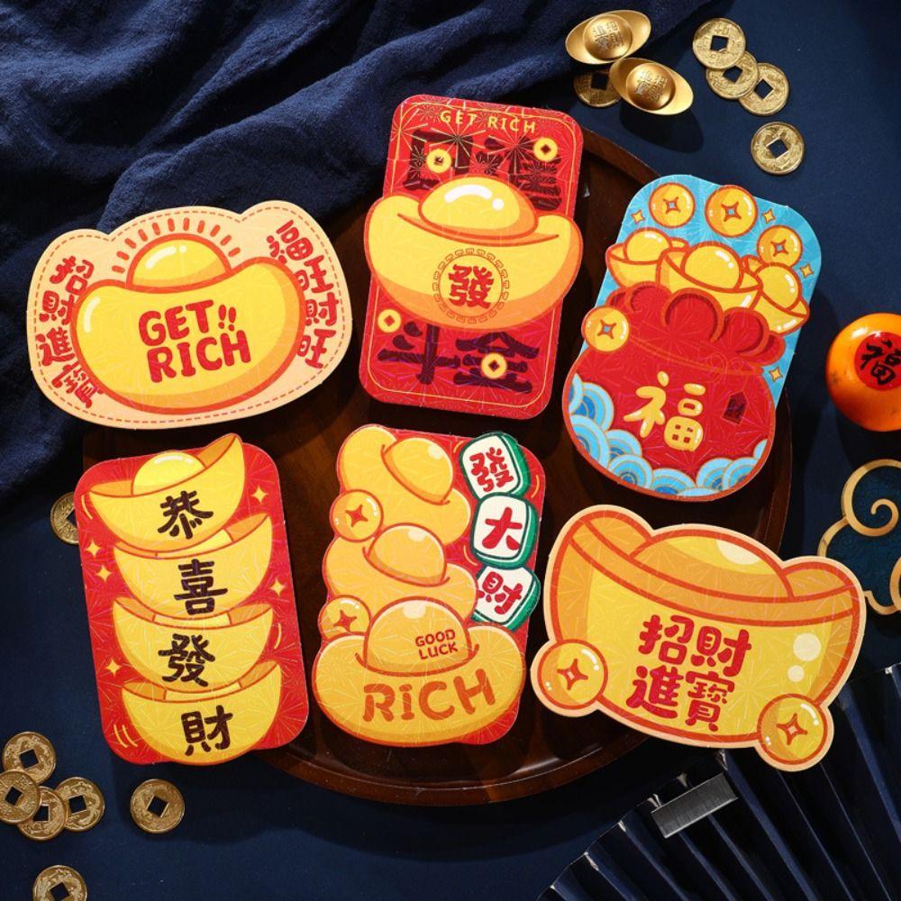 6Pcs 2025 Dragon Year Chinese Style Red Envelopes Spring Festival Lucky Money Blessing Pocket Red Packet New Year Decor