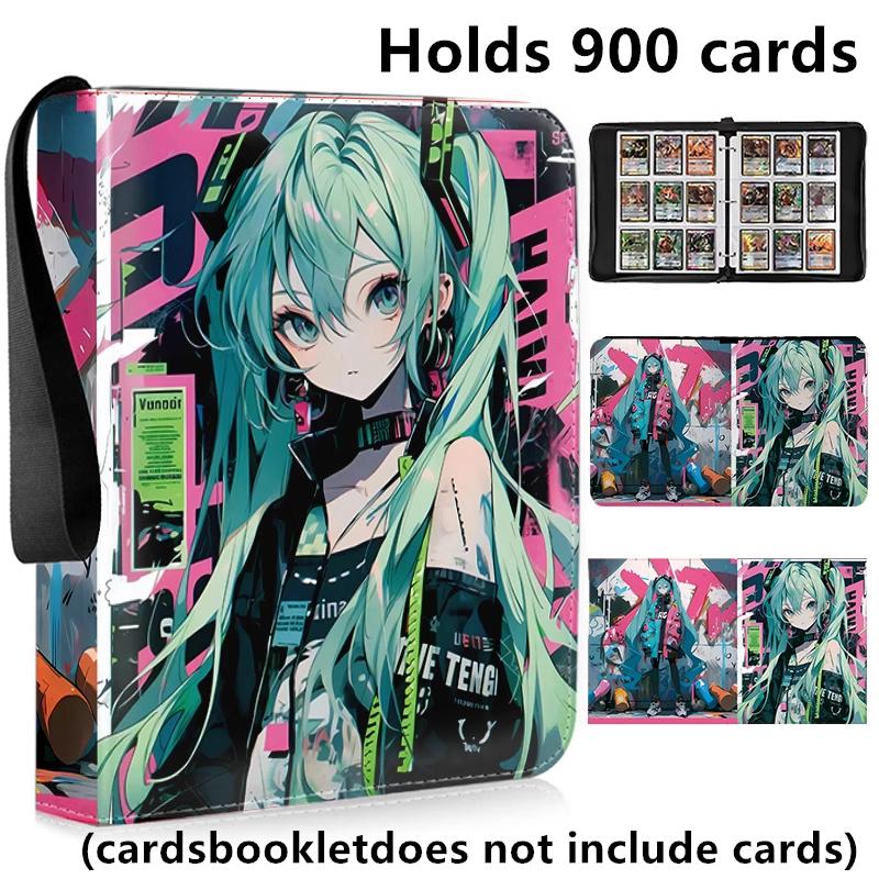 Hatsune Miku 400pcs/900pcs Card Album Book Folder 4/9 Card Slots Collections Zipper Double Pocket Zipper Card Binder Holder