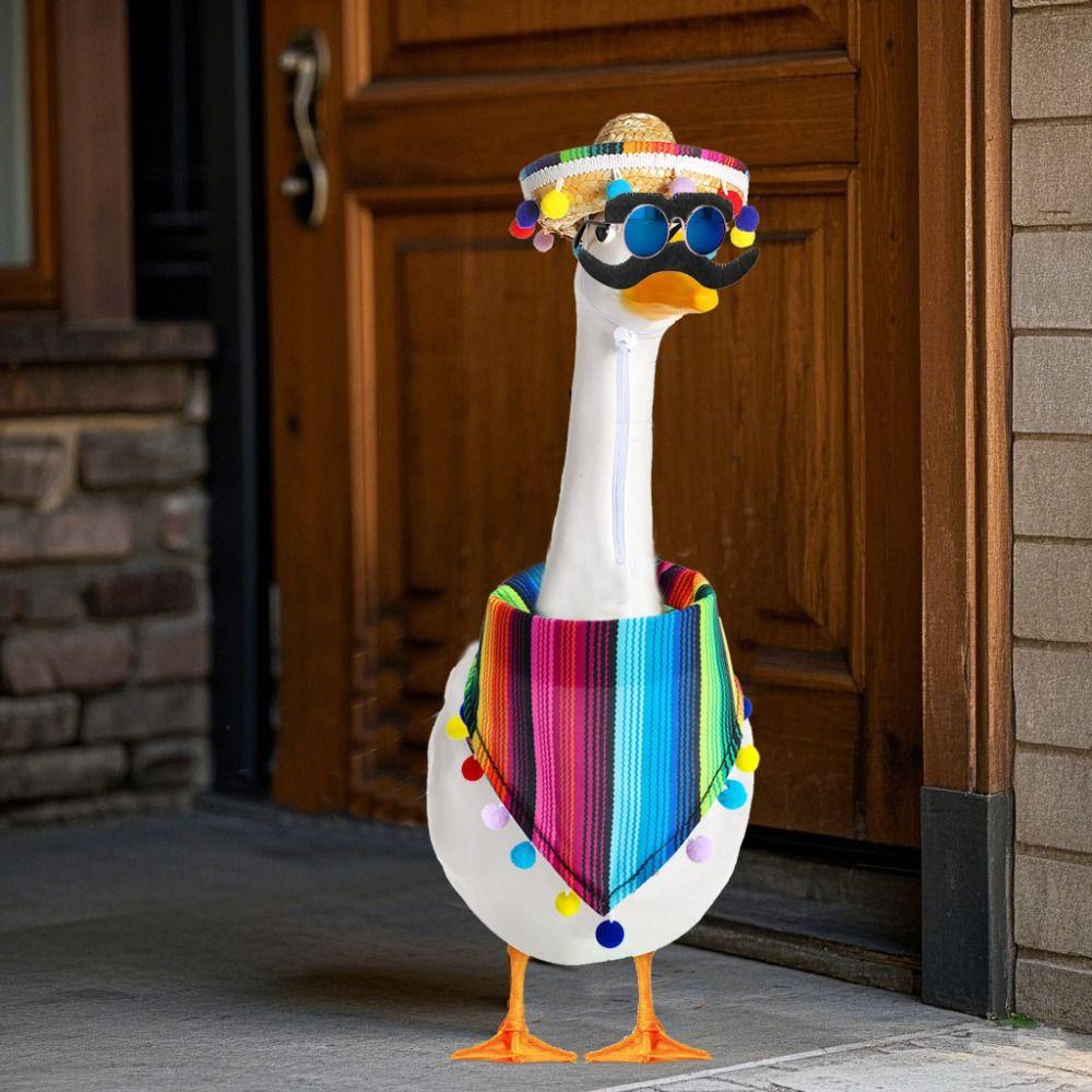 Adjustable Striped Pet Triangle Scarf Mexican Style Pet Neckerchief  Decorative Big White Goose
