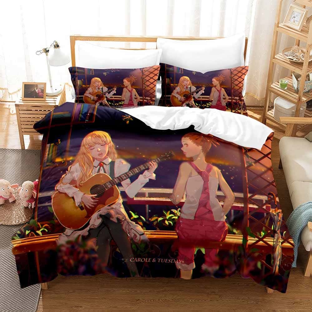 Fashion 3D Print Anime Carole & Tuesday Bedding Set Single Twin Full Queen King Size Bed Set Adult Kid Bedroom Duvet Cover Sets