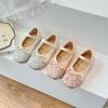 Girls Leather Shoes for Party Wedding Fashion Children Rhinestone Princess Shoes Kids Shallow Flats Mary Jane Shoe Anti-Slippery