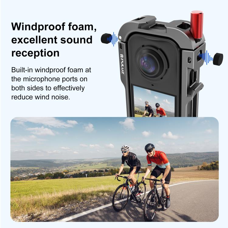 For Insta360 X4 Air PULUZ Metal Protective Cage Expansion Frame with Cold Shoe Bases & Lens Cover (Grey)