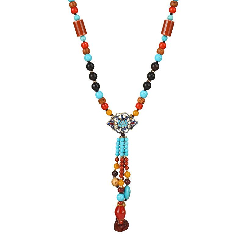 Retro Ceramic Sweater Chain - Women's Long and Versatile Necklace
