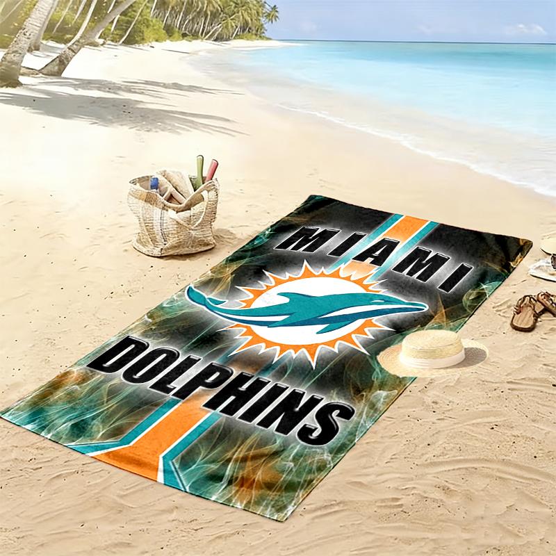 Miami Dolphins Print Beach Towel, Large Soft Quick Dry Towel for Beach Camping Swimming