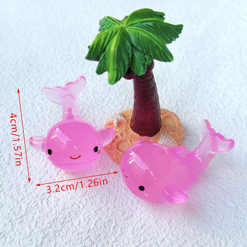 1Pc Mini Luminous Whale Home Decor Landscaping Resin Crafts Glowing Whale Garden Fish Tank Miniatures Ornaments Decoration