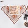 Retro Printed Silk Satin Square Scarf - Versatile Headscarf or Neck Scarf for Spring/Summer Sun Protection
