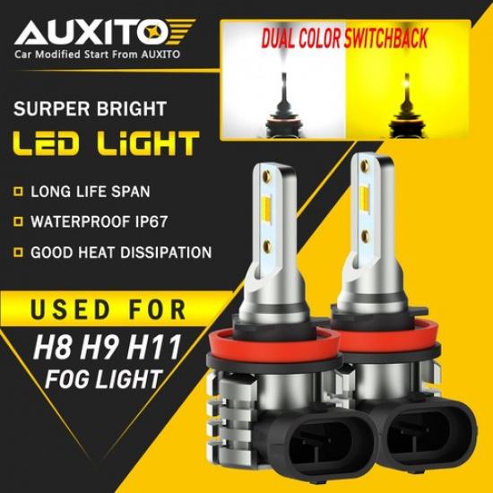2X  H11 H8 White Amber Yellow LED Fog Light  Bulb Dual Color Switchback L6