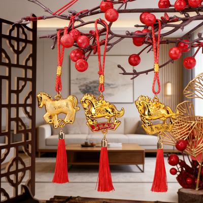 2026 Horse Ornament Chinese New Year Decoration Year of The Horse Zodiac Animal Tassels Charms for Bonsai Car Rearview Mirror