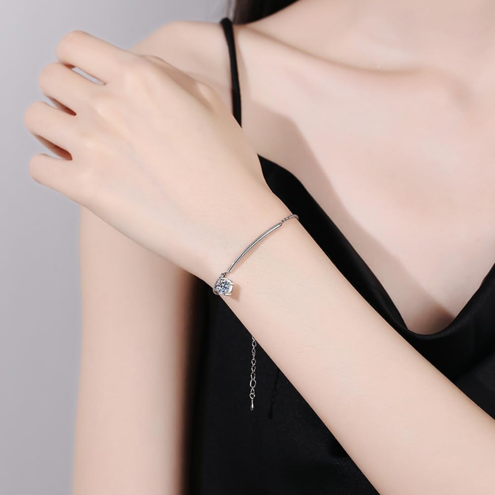 JDE Bracelet for 1 925 18K Gift for Adjustable Length Women, Carat, Hypoallergenic, Silver, Platinum, Gold, Anniversary, Wedding, Birthday, Women,